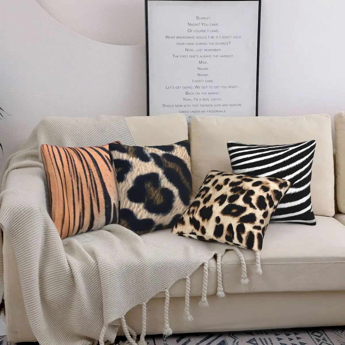 housse coussin imprimée léopard moderne 12x12 16x16 18x18 20x20 amovible lavable
