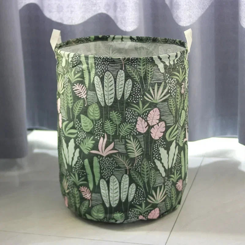 panier linge pliable poignées moderne multicolore imprimé animaux végétaux respectueux environnement