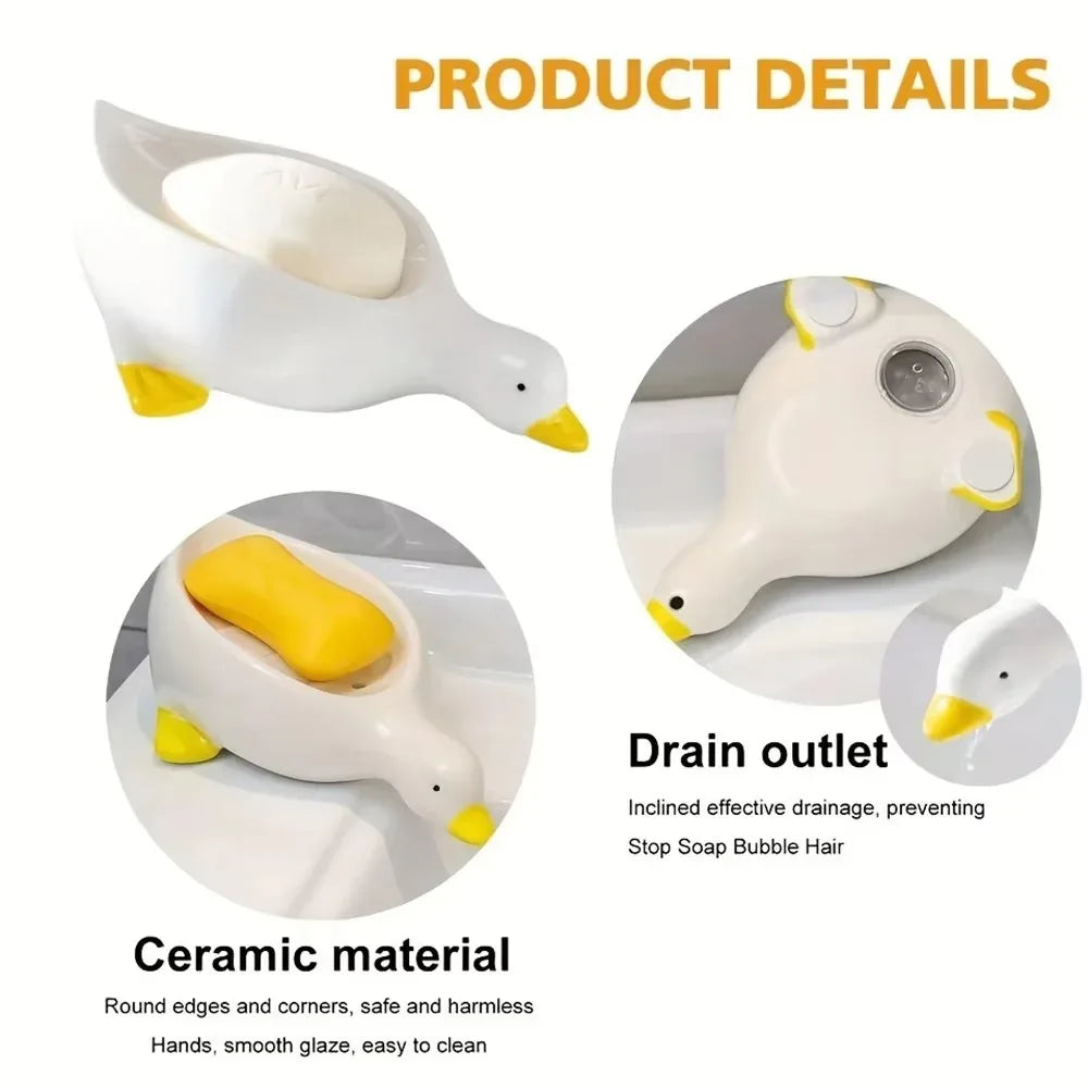 porte savon canard blanc jaune moderne salle bain douche évier