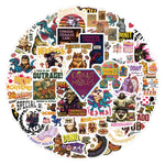 stickers multicolores graphiques humoristiques pop art adhésifs variés illustrations citations logos animaux objetos 14ans+