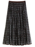 jupe plissée carreaux gris noir femme hiver classique polyestère loose midi