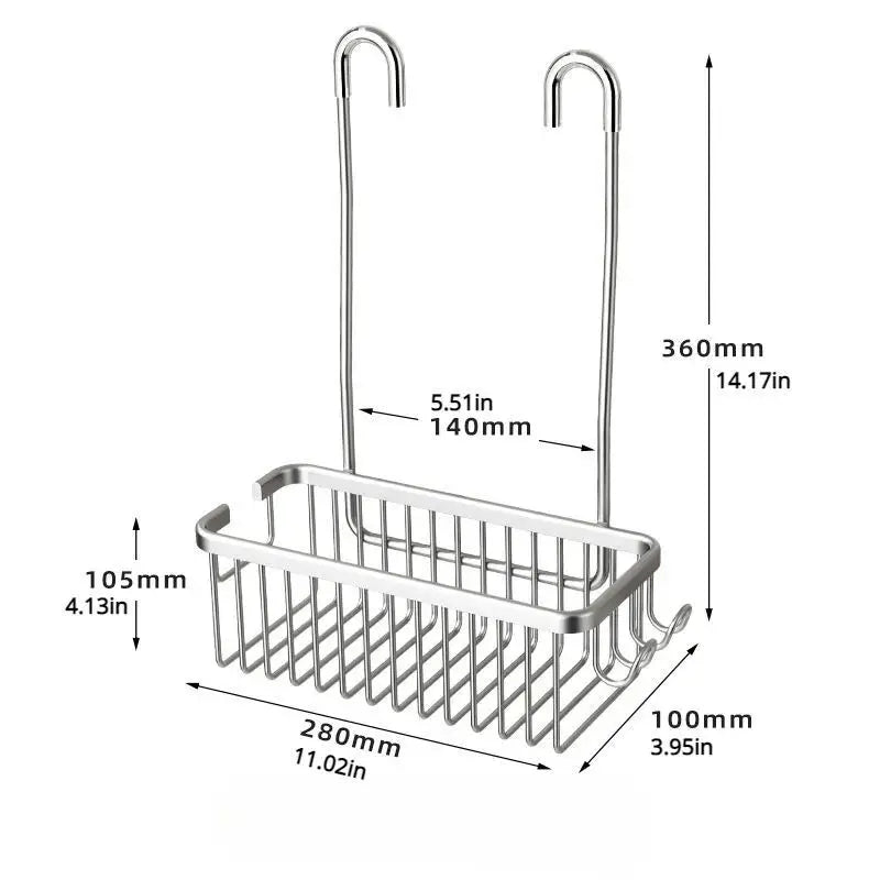 panier douche gris moderne fixation murale lisse opaqué produits toilette bouteilles gobelet brosse dents