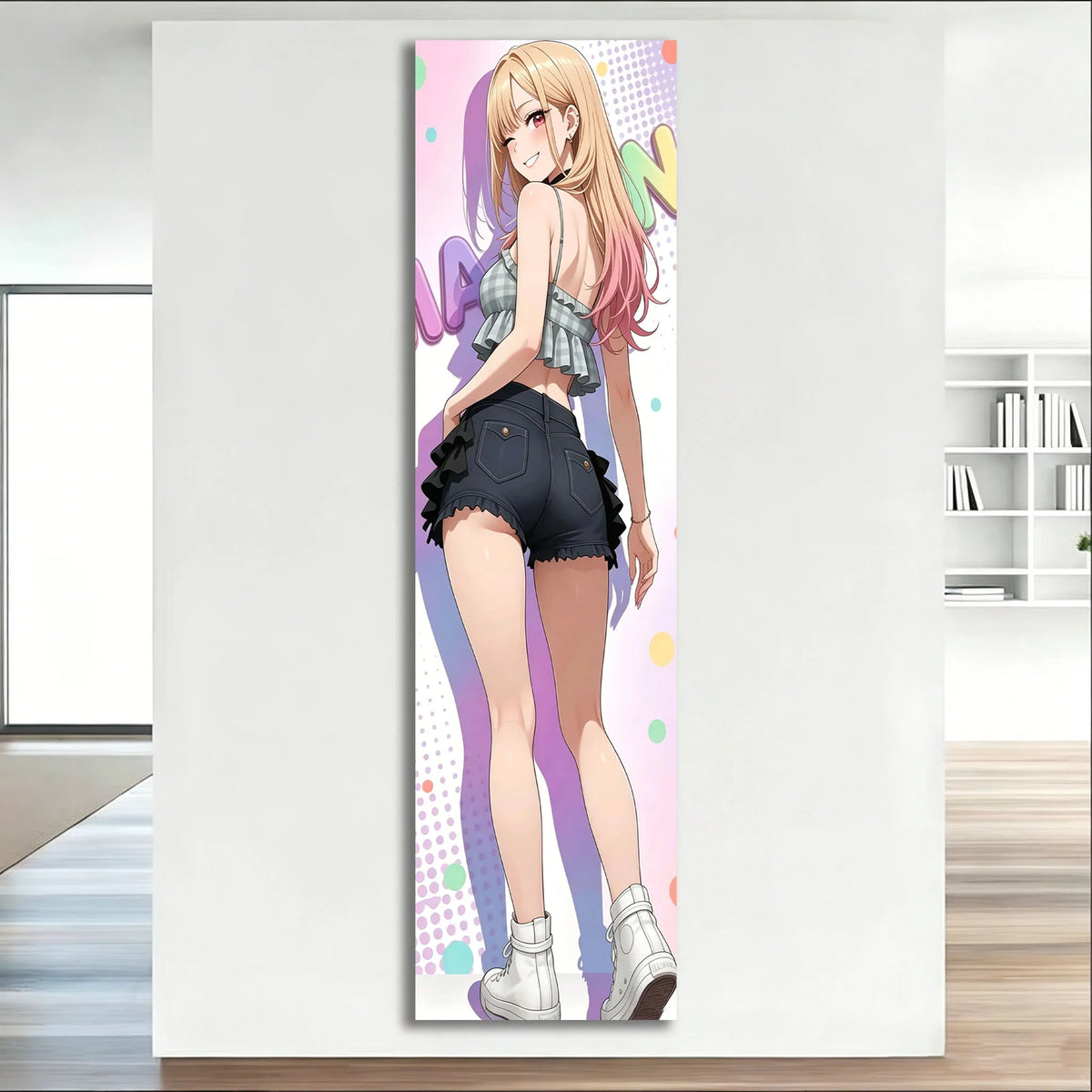 poster mural multicolore anime illustration personnage cheveux colorés chambre dortoir décoration murale grande taille