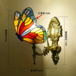 applique murale art nouveau papillon verre coloré bleu rouge verte fixée mur blanc or