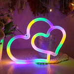 lampe led cœur blanc rose jaune verte bleue moderne rechargeable usb 21cm 15.5cm