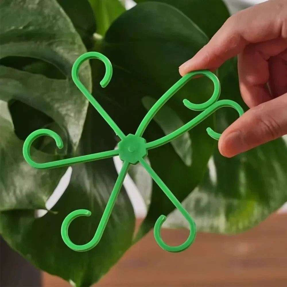 Support plante intérieure vert moderne fixe tige plante fleur six pétales incurvés plastique