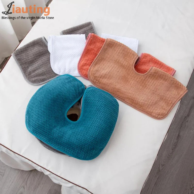 coussin soutien cervical ergonomique gris bleu orange blanc texture tissée adhesive