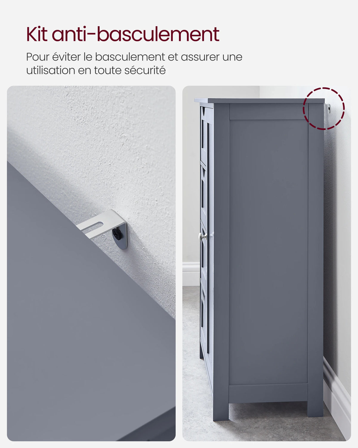 Meuble salle de bain compact avec étagère réglable