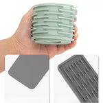 tapis antidérapant silicone rectangle moderne texturé protection cuisine vert menthe gris beige