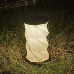 lampe table pliable origami gris beige moderne led rechargeable sans fil