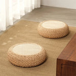 coussin sol rond tissé main paille mousse pu anti décubitus opaque rustique beige brunclair