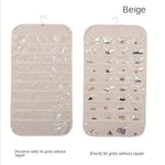 rangement bijoux suspendu noir blanc transparent moderne 40 grilles anneaux suspension