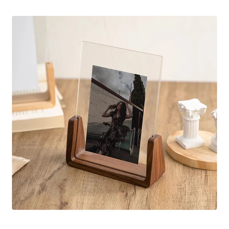cadre photo pied bois clair moderne transparent minimaliste japonais