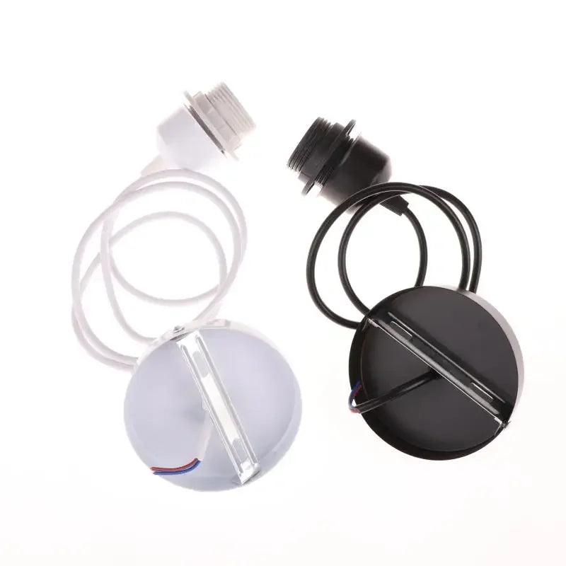 suspension lumineuse moderne noir blanc adhésif câble électrique douille disque fixation rond lisse