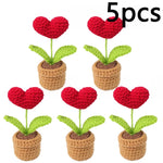 plante artificielle crochetée pot rouge feuilles vertes intérieur décoration mariage anniversaire