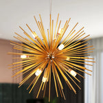 suspension lumineuse moderne dorée cristal rayons radiaux sans ombre led flux lumineux encastrée