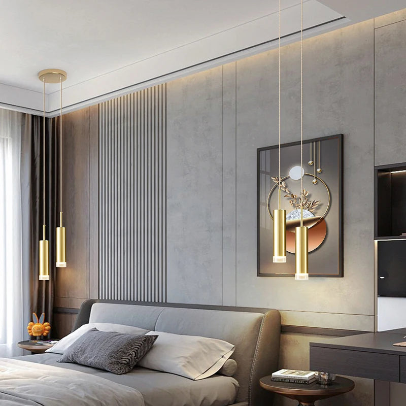 lumière suspendue led moderne minimaliste or blanc gris chambre salonhôtel