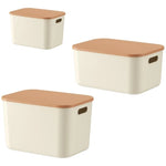 Boîte de rangement modulaire crème avec couvercle scellé vue de face