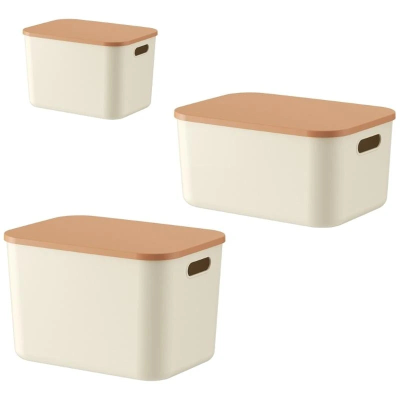 Boîte de rangement modulaire crème avec couvercle scellé vue de face