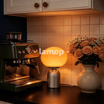 lampe table moderne rétro base noire lumière douce ampoules led verre strié orange sans