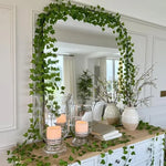 guirlande vigne artificielle 960cm bohème rustique décoration murale intérieur vert blanc feuilles tiges fines