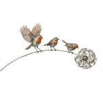 stake jardin moderne oiseaux vol motif pissenlit gris orange brun vert naturelextérieur