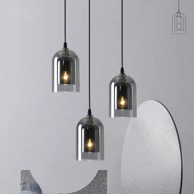 Suspension luminaire cuisine en verre et métal noir design nordique