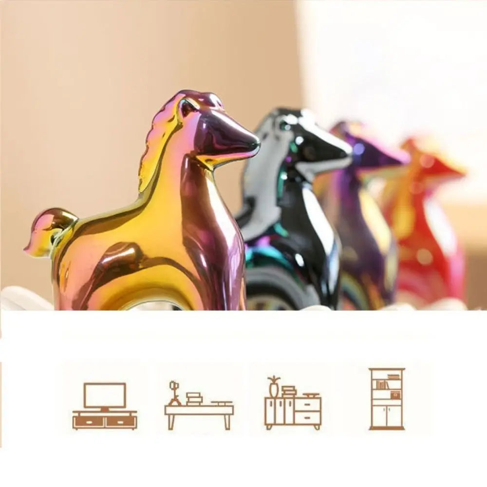 cheval bascule céramique multicolore moderne brillant iridescent décoration thé opaque figurine cadeau nouvel an