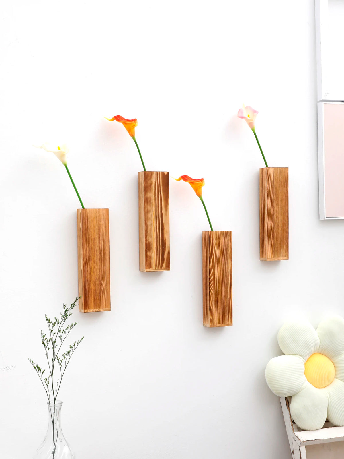 vases muraux bois grain moderne décoration murale art wall hanging