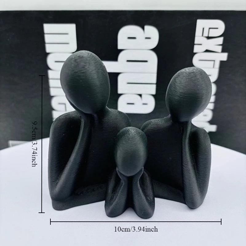 décoration abstraite couple enfant figurine moderne blanche noire minimaliste