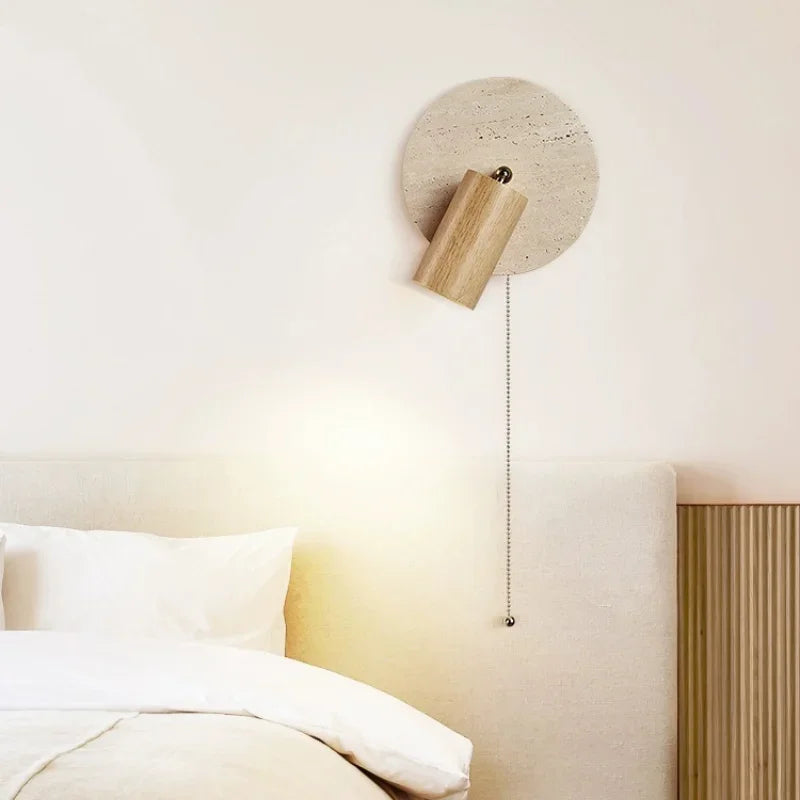 lampe murale moderne abatjour bois pierre texturée éclairage chambre coucher salon entree