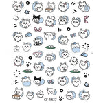 autocollants ongles dessins animés chats coeurs étoiles blanc bleu noir rose transparents mignons DIY