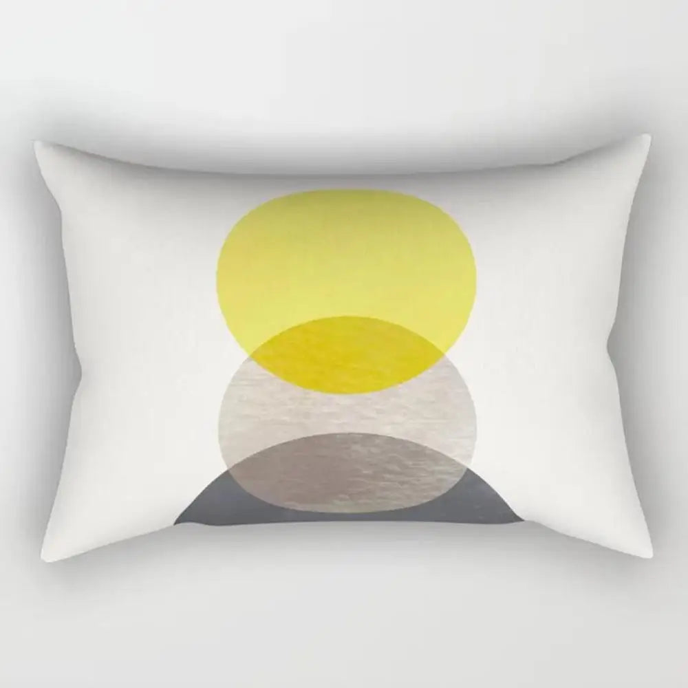 taies d'oreiller géométriques jaunes blanches modernes polyester 30x50cm minimaliste coussins rectangulaires motifs triangles losanges