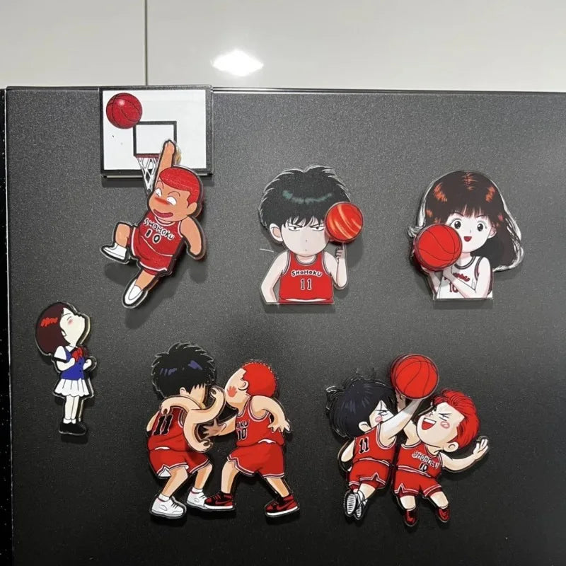aimants réfrigérateur slam dunk personnages basket animés rouge blanc noir cartoon