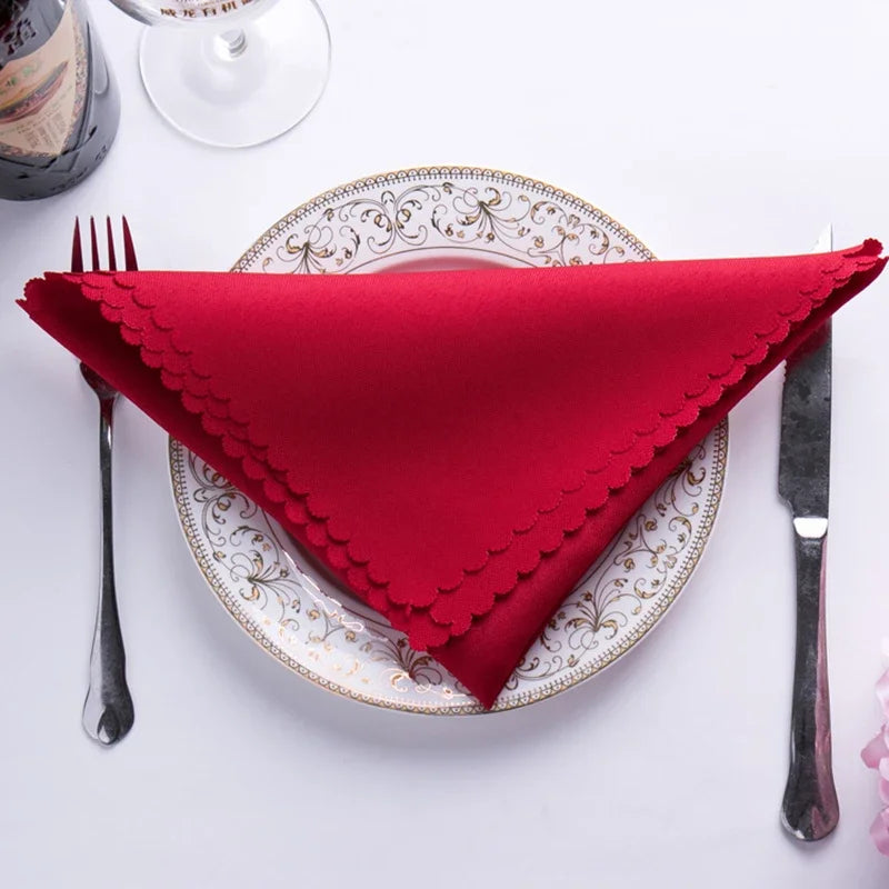 serviette table polyester unie bordure dentelle classique mariage décoration restaurant