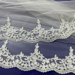 voile mariée blanc dentelle motifs floraux élégant clips métalliques translucide classique