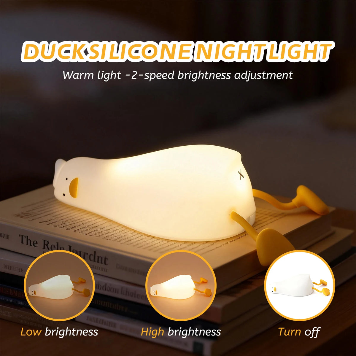 veilleuse canard blanc jaune yeux noirs moderne rechargeable gradation tactile lumière chaude lumière colorée