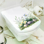 cache wc adhésif fleurs pivoines marguerites tulipes blanc classique salle bain autocollant