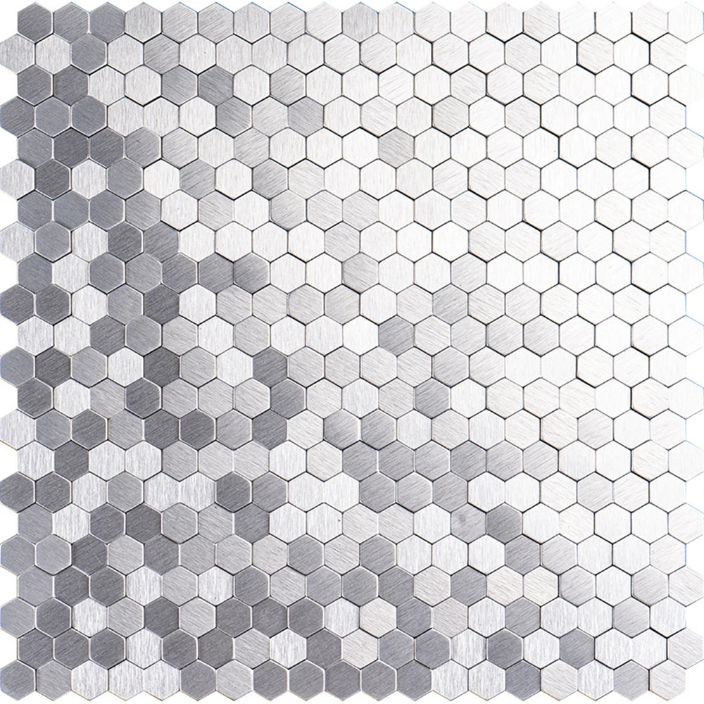 mosaïque murale 3d hexagonale métallique brossée moderne minimaliste vert marron gris beige autoadhésive
