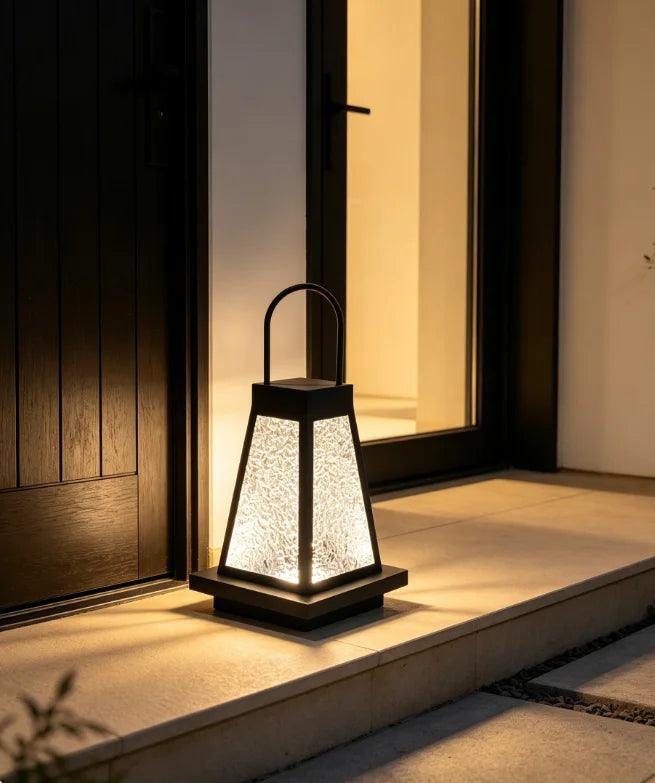 lanterne moderne extérieure étanche noir texture translucide éclairage paysager sol ip65 led assemblage