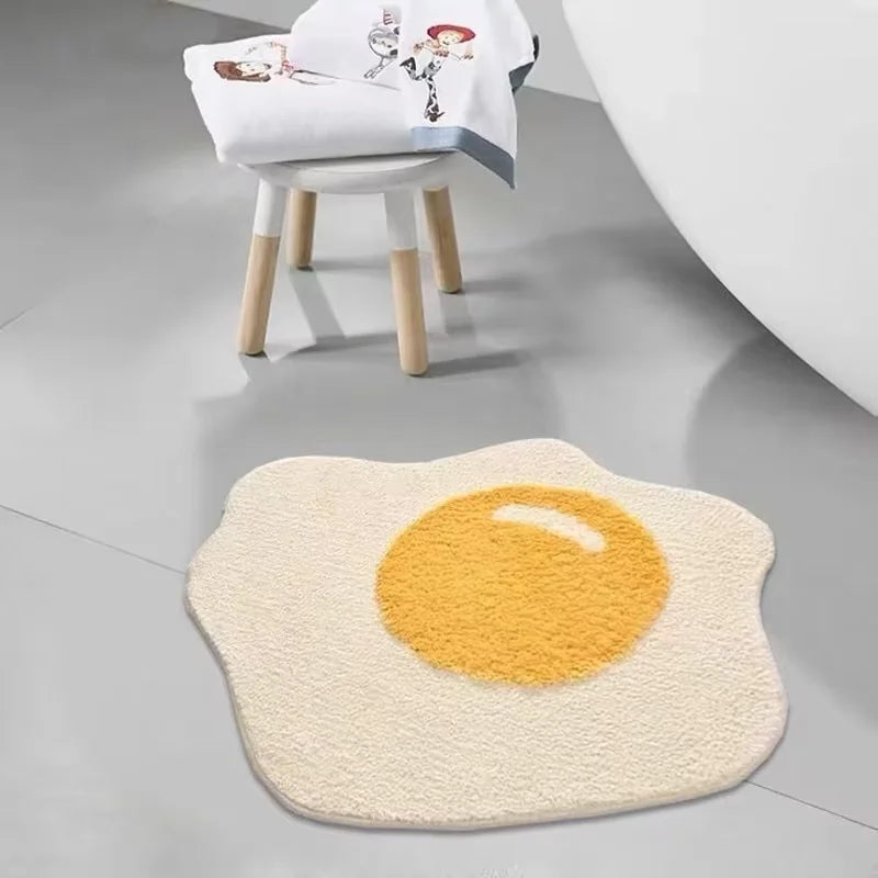 tapis sol doux omelette blanc jaune moderne antidérapant polyeste confortable maison