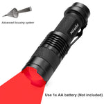 lampe torchon rouge lumiere intense résistante choc mode zoom texturée moderne clip inclusion
