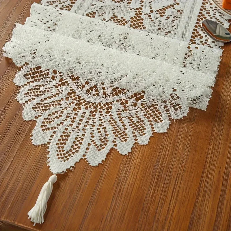 nappe tissée dentelle florale blanche romantique table hiver été mariage anniversaire thème classique vintage