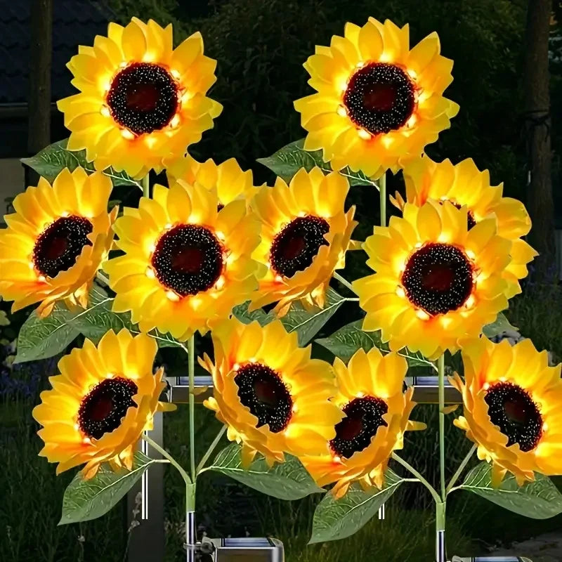fleur artificielle solaire jaune moderne décoration extérieure pelouse lumineuse led piquet métallique fixe