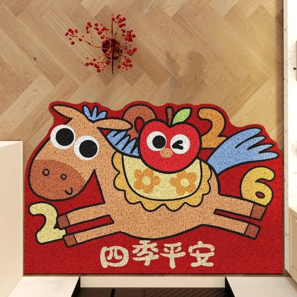 tapis dessin animé personnages chinois rouge bleu blanc résistant antibactéries imperméable
