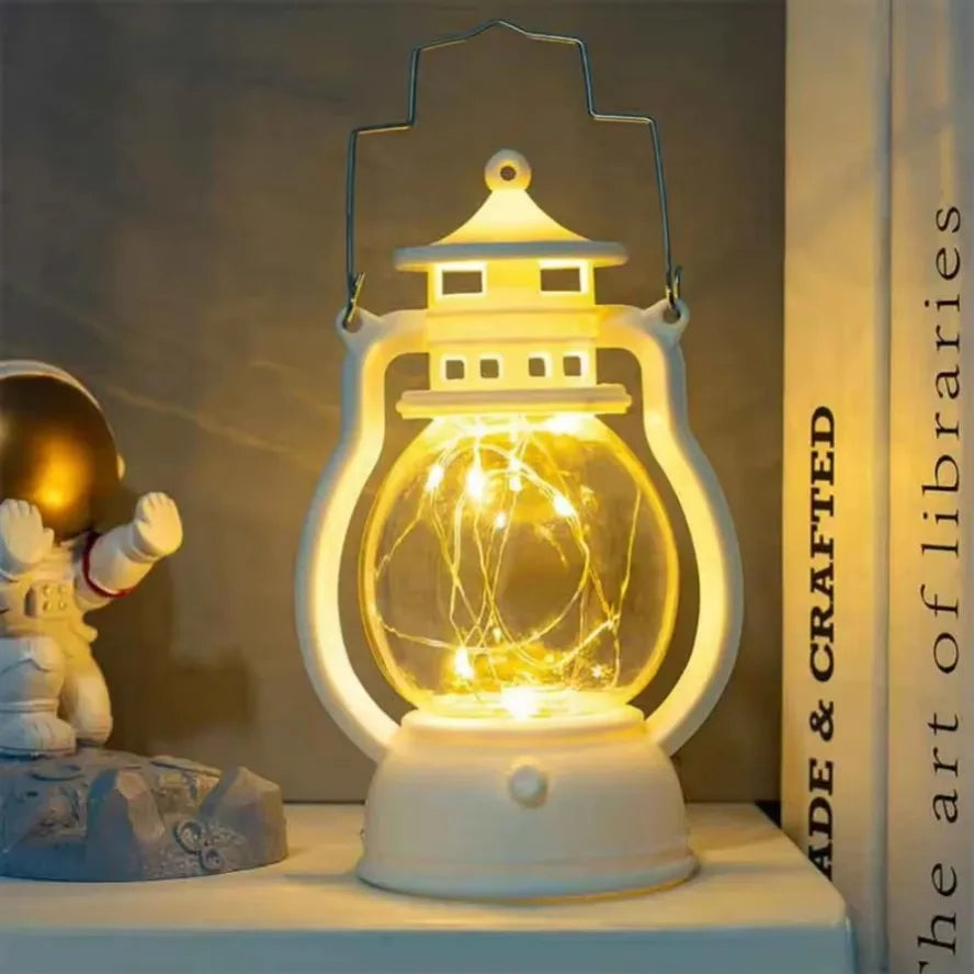 Lanterne décorative transparente argent or vintage motifs géométriques anneaux métalliques lumière maison