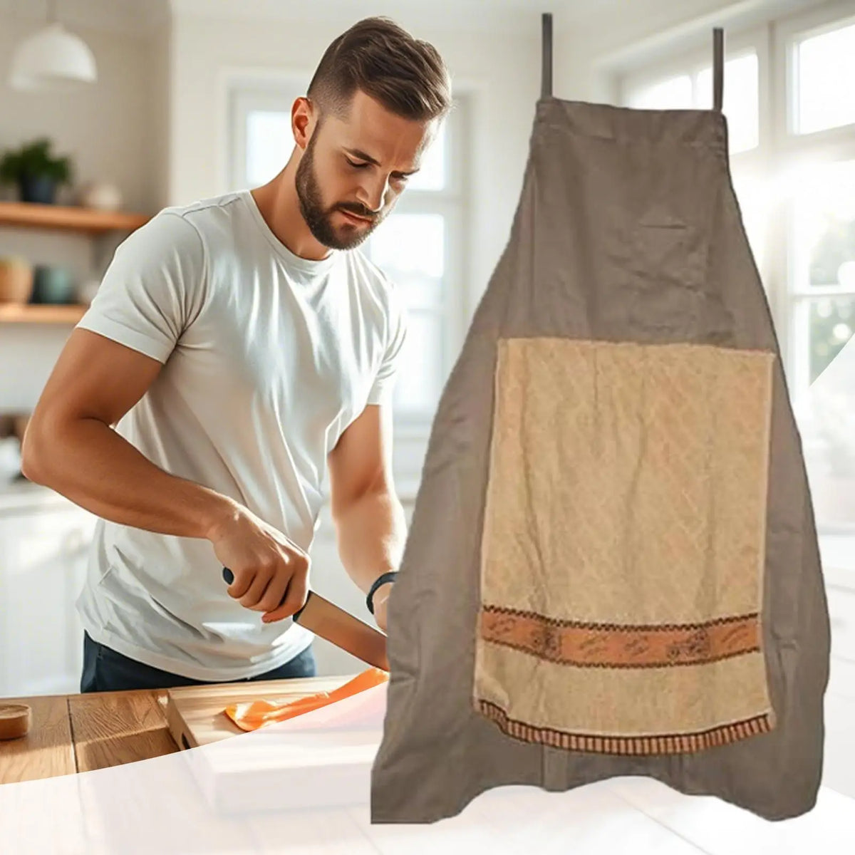 tablier cuisine gris quadrillé sangles réglables professionnel artisanal