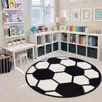 tapis rond motif ballons sportifs floral enfant orange noir blanc rouge vert