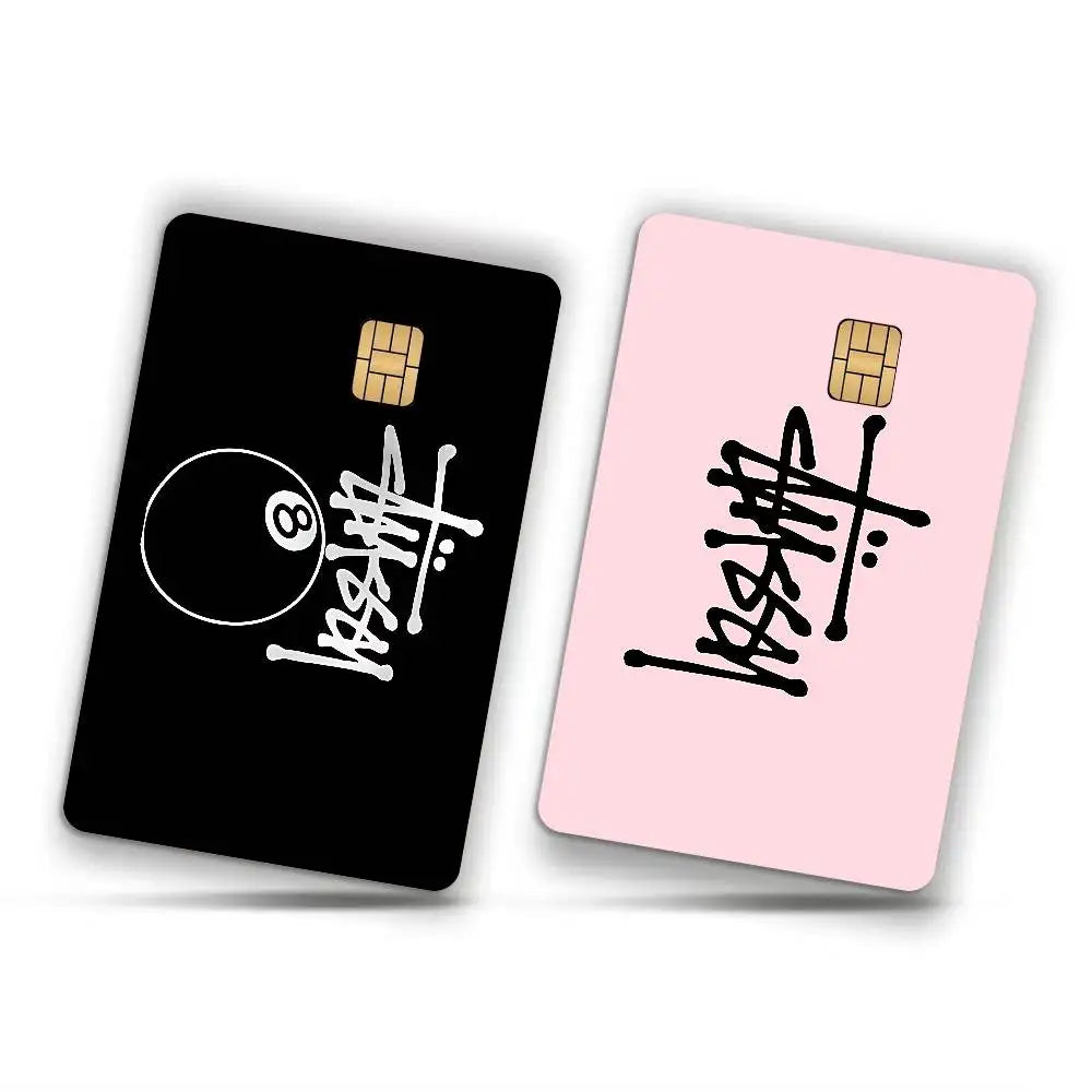 sticker carte crédit moderne logo blanc noir rose clair chiffre