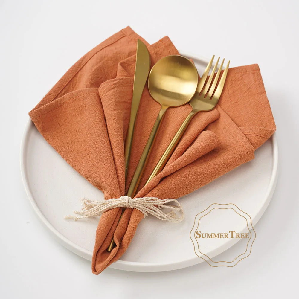 serviettes coton orange rose gris beige table classique réutilisables festive fourchette couteau